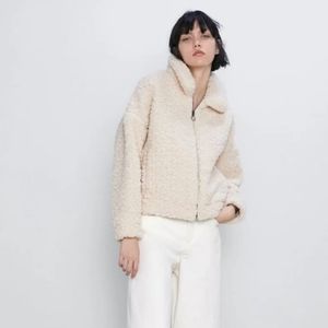 ZARA Cropped Teddy Fleece Jacket
